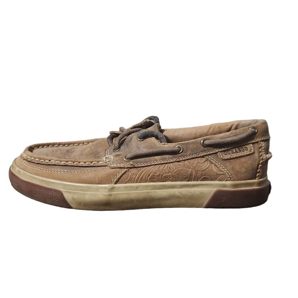 Durango Music City Shoes Women's Western Emboss Boat Moc 7.5 Brown Tan Leather